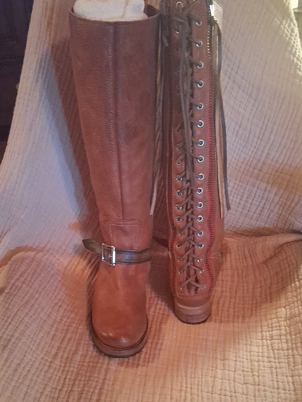 Freebird by Steven Chestnut Brown Over-the-Knee Lace-Up & Buckle Boots - Picture 1 of 4